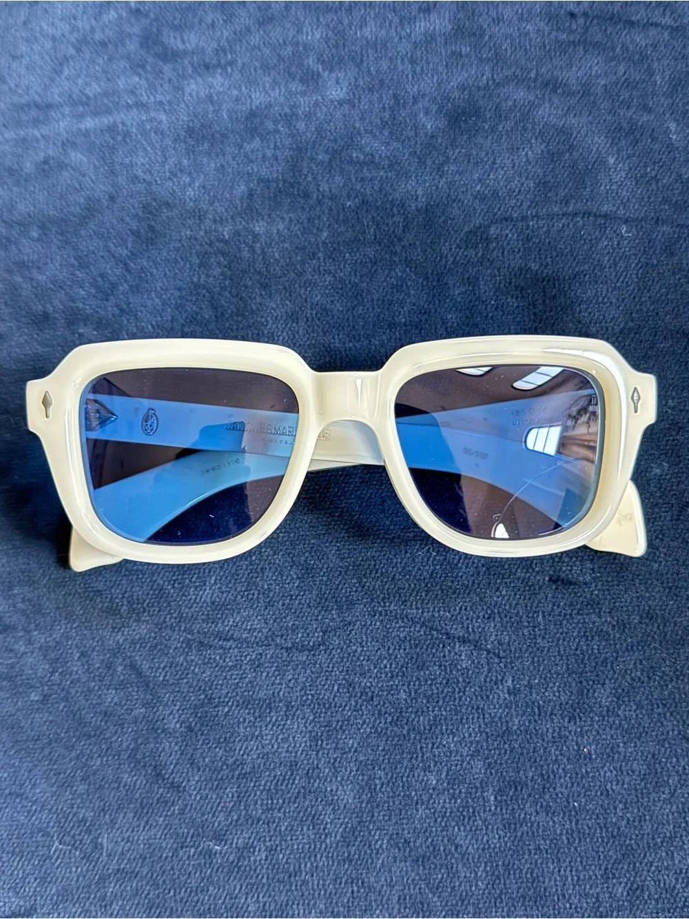 Jacques Marie Mage Limited Edition Sunglasses in Cream with Blue Lenses